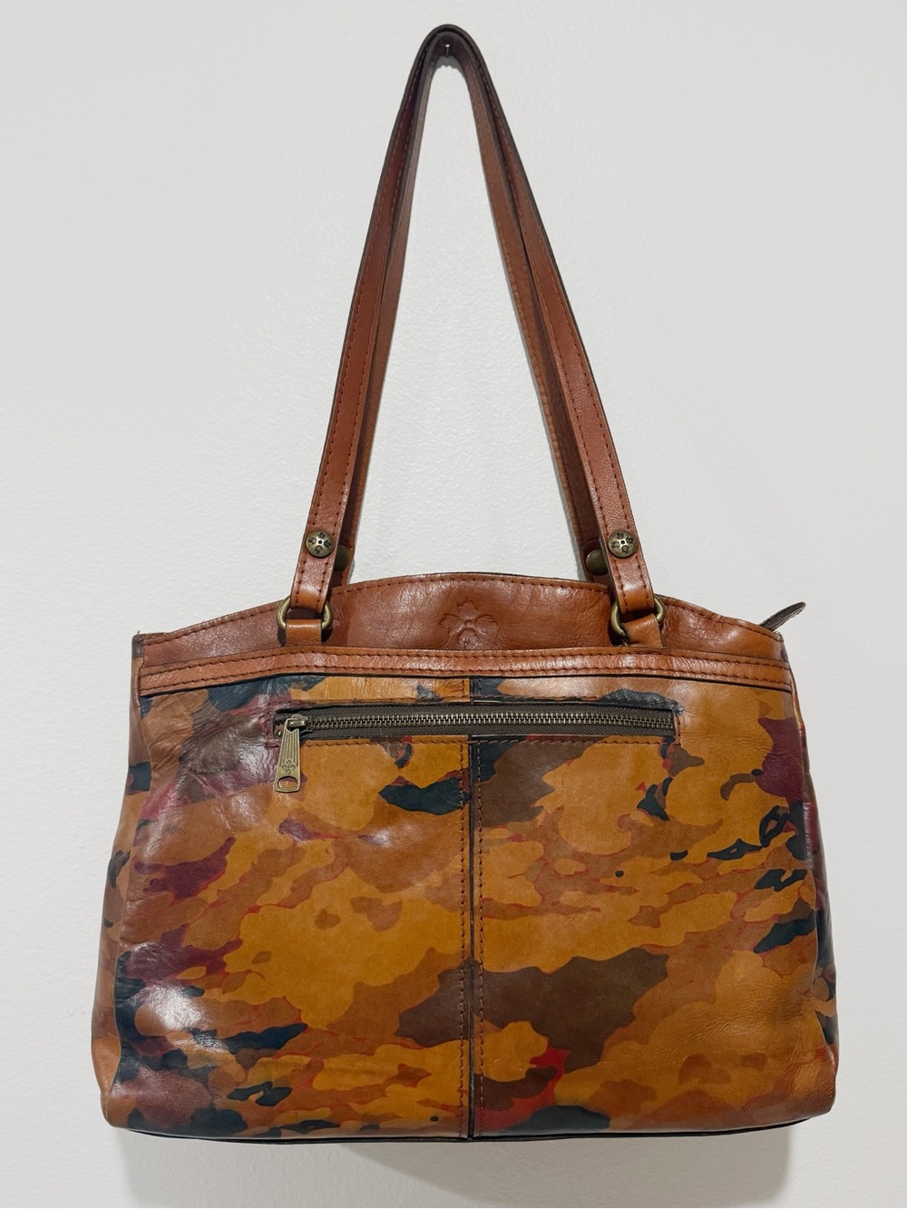 Patricia Nash Leather Camo Floral Satchel Bag
